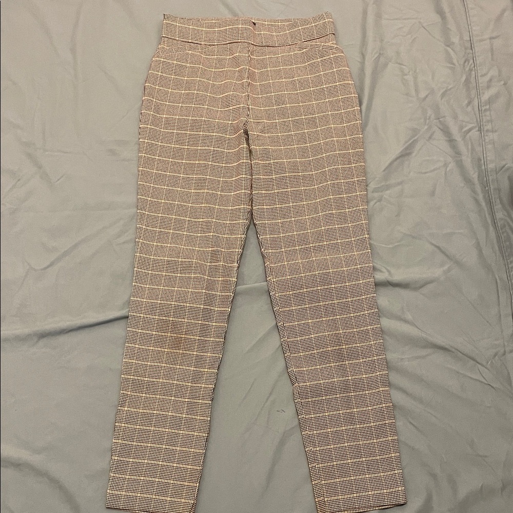 Stylish Tan Checkered Women's Pants